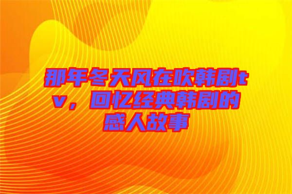 那年冬天風(fēng)在吹韓劇tv,回憶經(jīng)典韓劇的感人故事