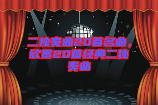 二獨奏曲20首名曲,欣賞20首經(jīng)典二獨奏曲