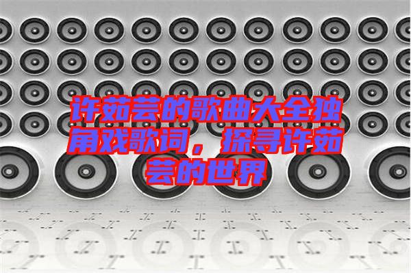 許茹蕓的歌曲大全獨角戲歌詞，探尋許茹蕓的世界