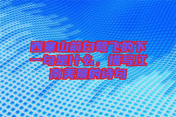 西塞山前白鷺飛的下一句是什么，描寫江南美景的詩句