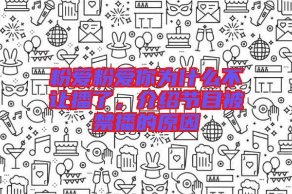 粉愛粉愛你為什么不讓播了,介紹節目被禁播的原因
