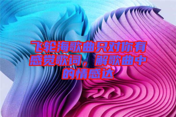 飛輪海歌曲只對你有感覺歌詞,解歌曲中的情感達(dá)