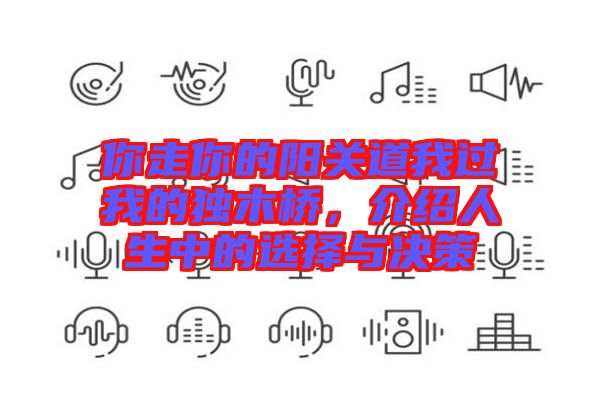 你走你的陽關道我過我的獨木橋,介紹人生中的選擇與決策