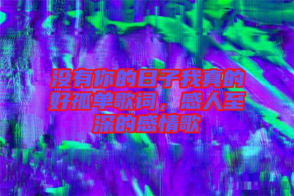 沒有你的日子我真的好孤單歌詞,感人至深的感情歌