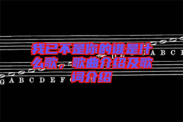 我已不是你的誰是什么歌,歌曲介紹及歌詞介紹