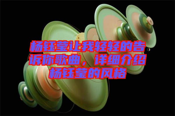 楊鈺瑩讓我輕輕的告訴你歌曲,詳細介紹楊鈺瑩的風格