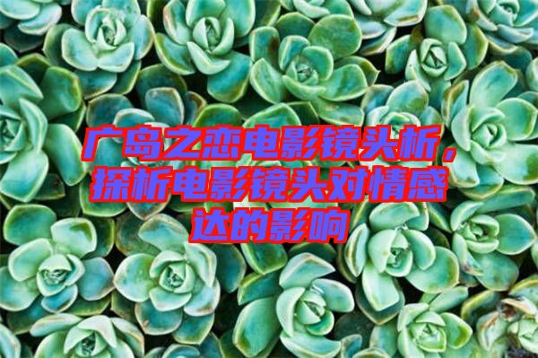 廣島之戀電影鏡頭析，探析電影鏡頭對情感達的影響