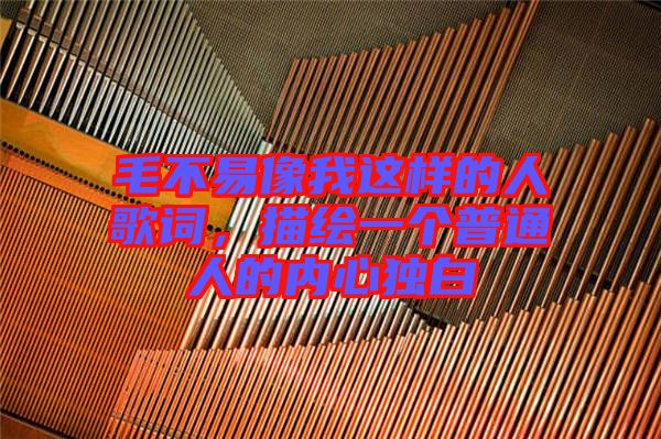 毛不易像我這樣的人歌詞,描繪一個普通人的內(nèi)心獨白