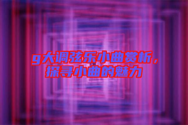 g大調弦樂小曲賞析,探尋小曲的魅力
