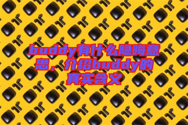 buddy有什么隱晦意思，介紹buddy的真實(shí)含義