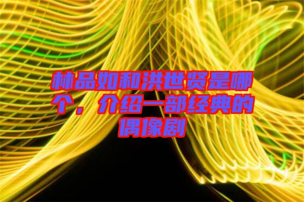 林品如和洪世賢是哪個,介紹一部經(jīng)典的偶像劇