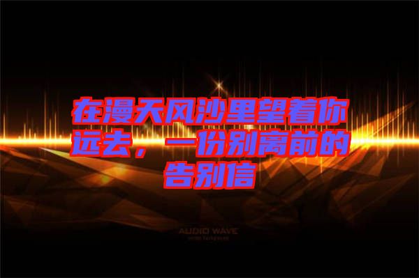 在漫天風(fēng)沙里望著你遠(yuǎn)去,一份別離前的告別信