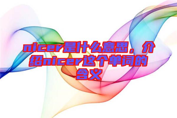 nicer是什么意思,介紹nicer這個單詞的含義
