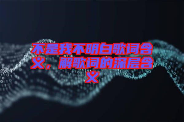 不是我不明白歌詞含義,解歌詞的深層含義