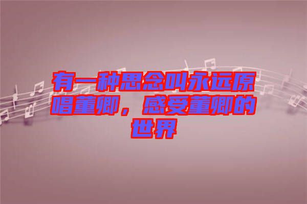 有一種思念叫永遠原唱董卿,感受董卿的世界
