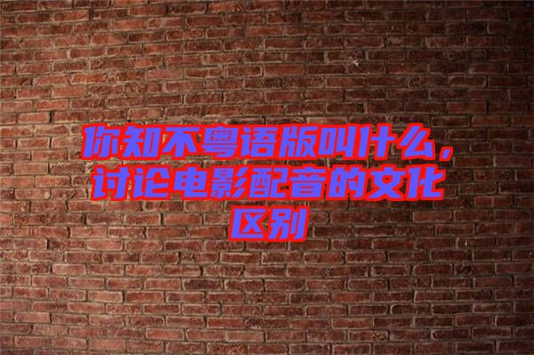 你知不粵語版叫什么,討論電影配音的文化區別
