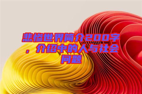 悲慘世界簡介200字,介紹中的人與社會問題