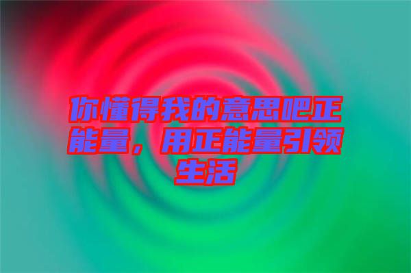 你懂得我的意思吧正能量，用正能量引領(lǐng)生活