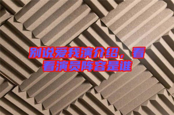 別說(shuō)愛我演介紹,看看演員陣容是誰(shuí)