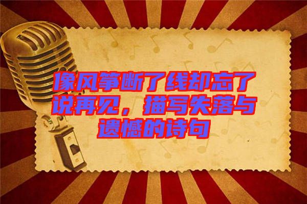 像風(fēng)箏斷了線卻忘了說再見,描寫失落與遺憾的詩句