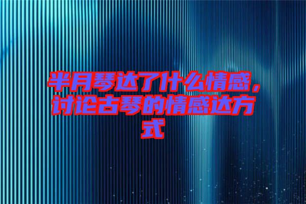 半月琴達(dá)了什么情感,討論古琴的情感達(dá)方式