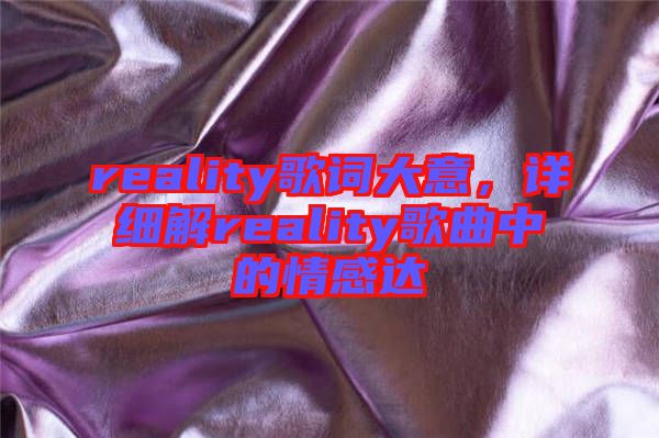 reality歌詞大意，詳細解reality歌曲中的情感達