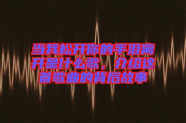 當(dāng)我松開你的手淚離開是什么歌,介紹這首歌曲的背后故事