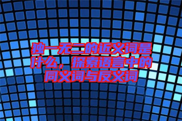 獨(dú)一無二的近義詞是什么,探索語言中的同義詞與反義詞