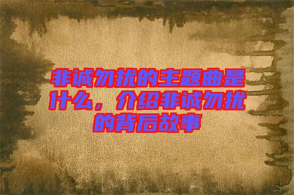 非誠(chéng)勿擾的主題曲是什么,介紹非誠(chéng)勿擾的背后故事