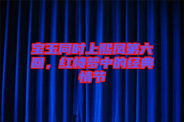 寶玉同時(shí)上熙鳳第六回,紅樓夢中的經(jīng)典情節(jié)