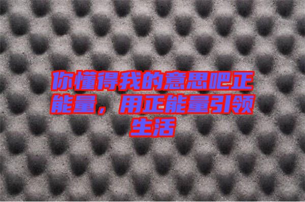 你懂得我的意思吧正能量,用正能量引領(lǐng)生活