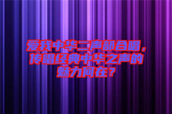 愛我中華二聲部合唱,傳唱經典中華之聲的魅力何在?
