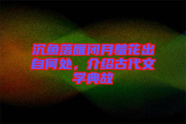 沉魚落雁閉月羞花出自何處，介紹古代文學典故