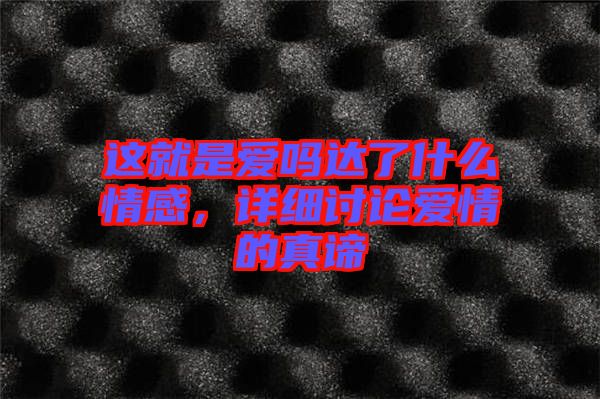 這就是愛嗎達(dá)了什么情感,詳細(xì)討論愛情的真諦