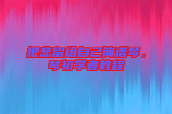把悲留給自己簡(jiǎn)譜琴，琴初學(xué)者教程