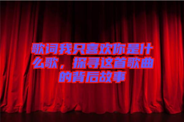 歌詞我只喜歡你是什么歌，探尋這首歌曲的背后故事