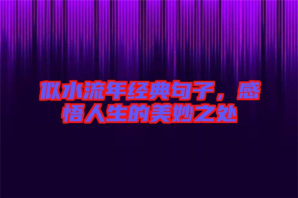 似水流年經(jīng)典句子，感悟人生的美妙之處