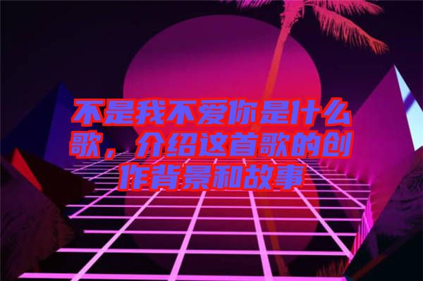 不是我不愛你是什么歌,介紹這首歌的創(chuàng)作背景和故事