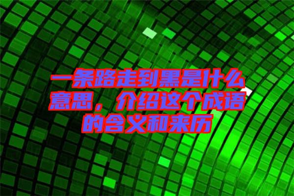一條路走到黑是什么意思,介紹這個成語的含義和來歷