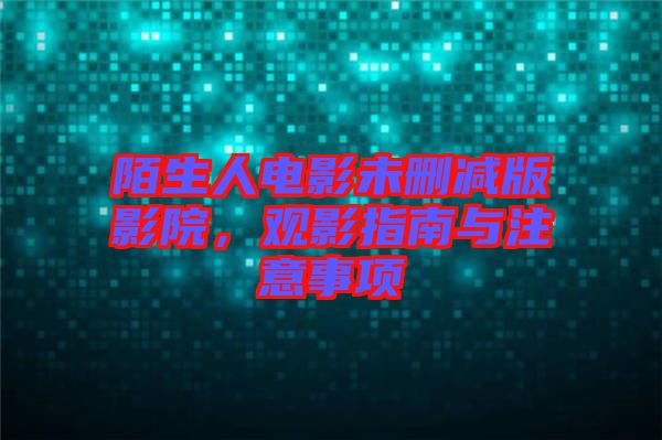 陌生人電影未刪減版影院,觀影指南與注意事項