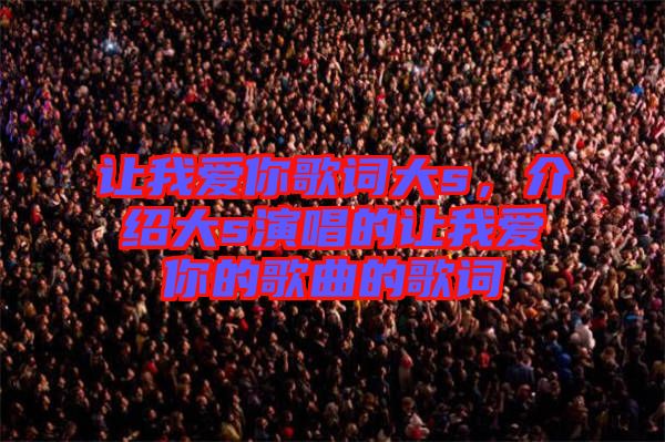 讓我愛你歌詞大s，介紹大s演唱的讓我愛你的歌曲的歌詞
