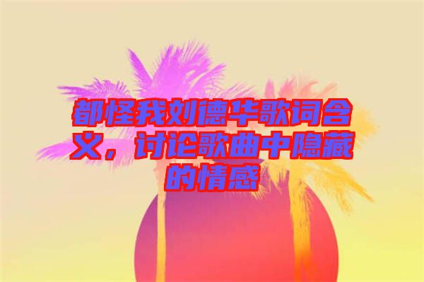 都怪我劉德華歌詞含義，討論歌曲中隱藏的情感