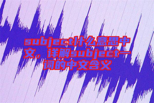 subject什么意思中文，詳解subject一詞的中文含義