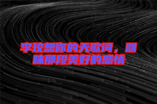 李玟想你的天歌詞，回味那段美好的感情