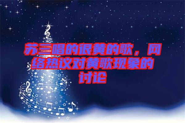 蘇三唱的很黃的歌,網絡熱議對黃歌現象的討論