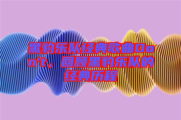 黑豹樂隊(duì)經(jīng)典歌曲Don't,回顧黑豹樂隊(duì)的經(jīng)典歷程