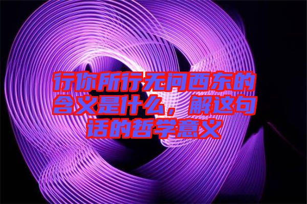 行你所行無問西東的含義是什么，解這句話的哲學意義