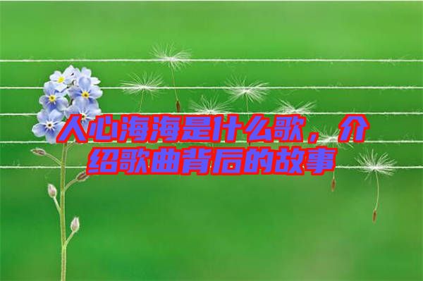 人心海海是什么歌，介紹歌曲背后的故事