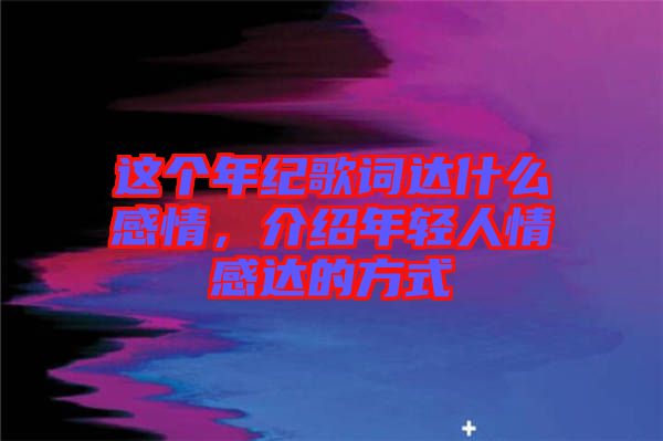 這個年紀(jì)歌詞達什么感情,介紹年輕人情感達的方式