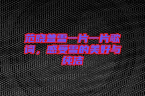 范曉萱雪一片一片歌詞,感受雪的美好與純潔